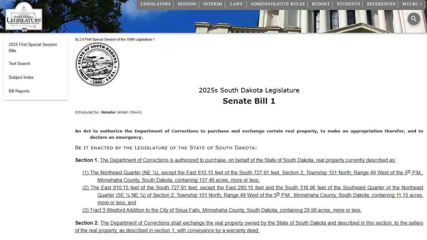 2025s Senate Bill 1 | South Dakota Legislature