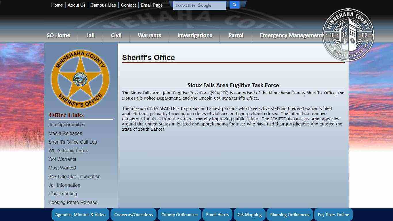 Minnehaha County, South Dakota Official Website - Sheriff's Office - Sioux Falls Area Fugitive Task Force